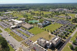 Skyview drone photo of the CSU Campus in 2019