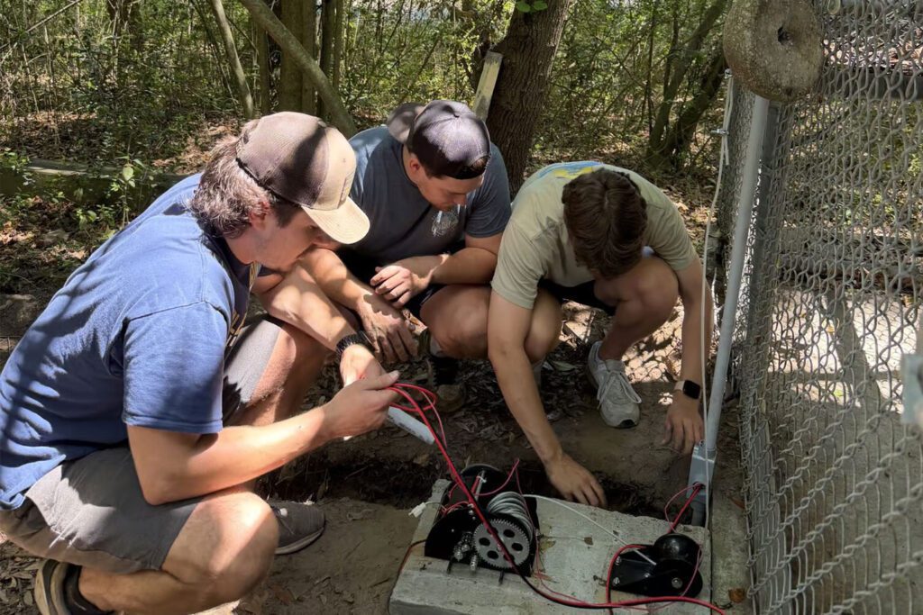 Installation of engineering students' senior project at Charles Towne Landing. Photo by Nate Austin.